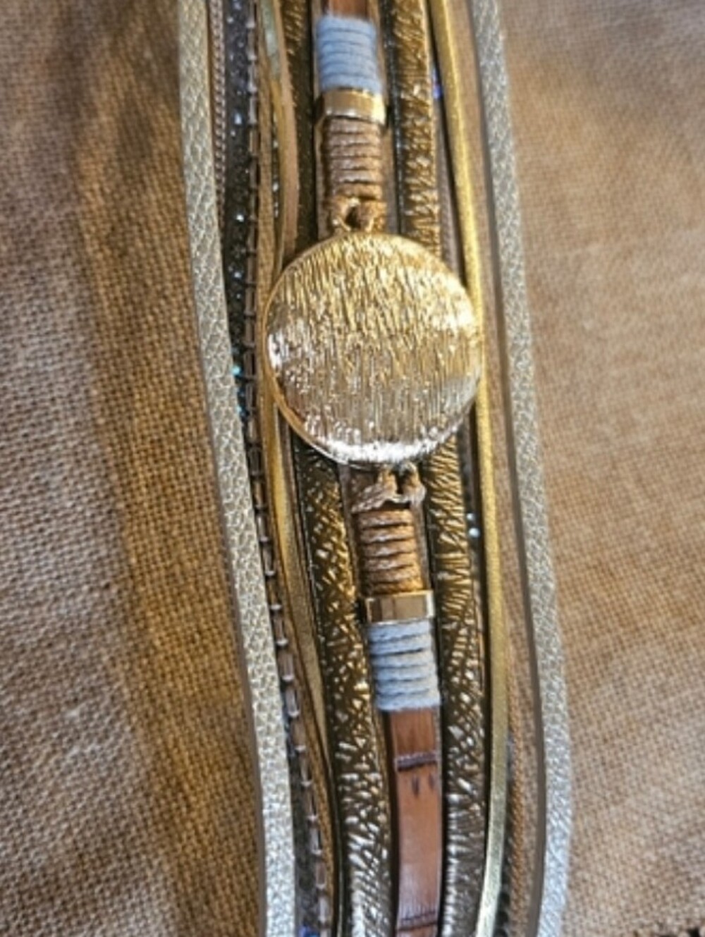Multi-Row Gold and Champagne Women’s Wrap Bracelet